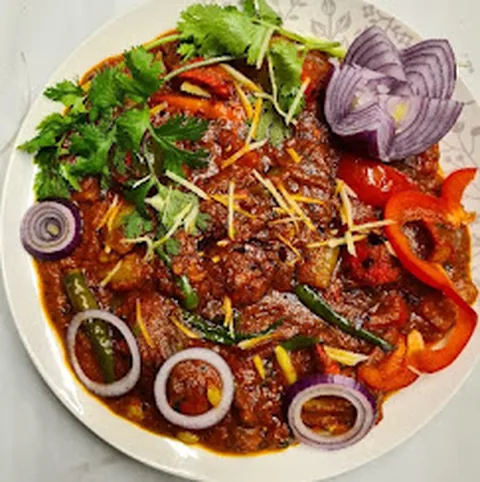 Lamb karahi with peppers and green chilli