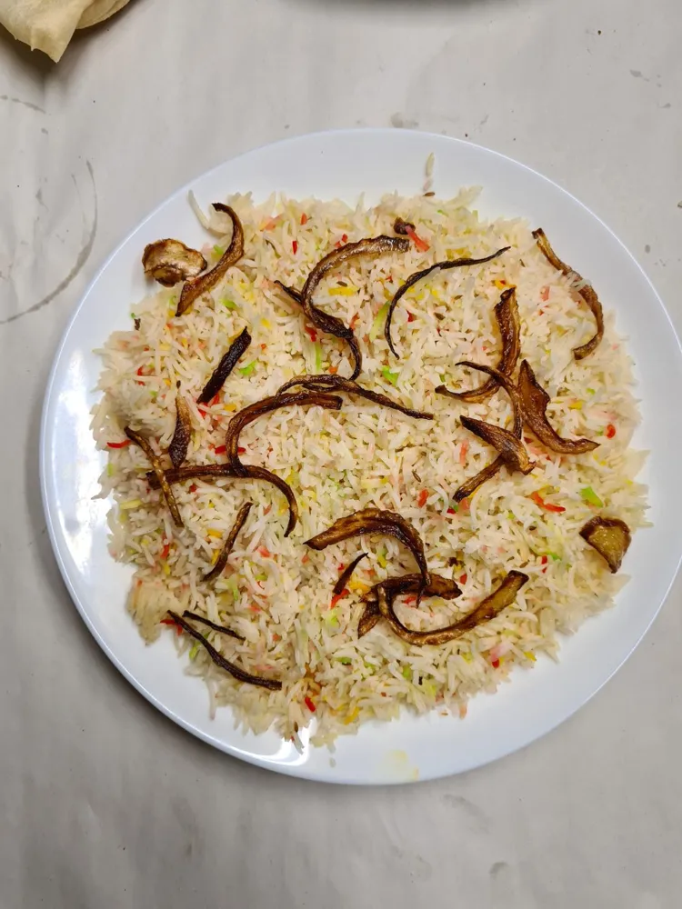 Pilau rice with fried onion and cumin